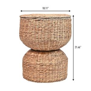 Handwoven Hyacinth Storage Accent Table <b>With</b> <b>Lid</b> Handmade Storage <b>Basket</b> Wholesale eco-friendly Made in Vietnam - Product Image 2