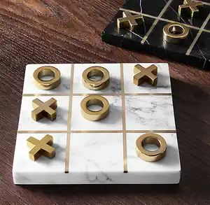 Marbre Tic-Tac-Toe Game Metal X And O Pieces Fini pour correspondre à une qualité extrême Beau et décoratif Fournisseur fait main 2023