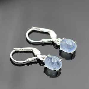 Boucles d'oreilles personnalisées pour femmes en argent sterling 925 aigue-marine pierres précieuses boucles d'oreilles piercing fin pour femmes - Product Image 3