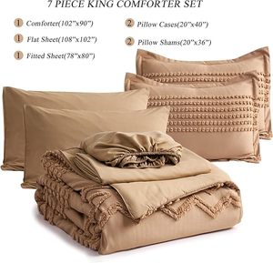 7 Mảnh Giường Bông Tufted <span class=keywords><strong>Comforter</strong></span> Set Shabby Chic Boho <span class=keywords><strong>Comforter</strong></span> Và Tấm Bộ Đồ Giường Sang Trọng Bộ - Product Image 4