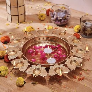 Gold Polished Metallic Lotus <b>Tealight</b> Candle <b>Holder</b> Elegant Home Decor Accent - Product Image 5