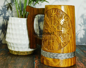Taza de café de madera ancha Tradebyd, vasos de plástico duraderos y ligeros para excursionistas, viajeros, interiores rústicos para el hogar - Product Image 1