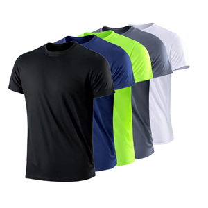 Camiseta deportiva de secado rápido para hombre, cuello redondo, para gimnasio, correr, satén, absorbe la humedad, manga corta, entrenamiento, ejercicio, gimnasio - Product Image 1