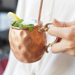 Best Selling Wholesale Pure Copper Moscow Mule <b>Mugs</b> Hammered Finished Barrel <b>Mugs</b> Easy Grip Multiple Drinks Purpose by HHO - Product Image 4