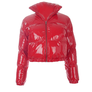 OEM Custom logo Shiny Crop <b>Top</b> Puffer Jacket for Women Custom logo Women <b>Bubble</b> Jackets - Product Image 3
