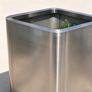Jardinière en acier inoxydable brossé de grande taille avec roulettes verrouillables, jardinière mobile pour usage commercial - Product Image 3