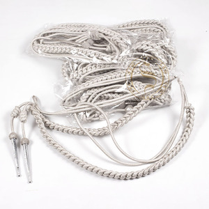 High Quality Ceremonial Silver Aiguillette Mylar with Silver Tags | Custom Color Aiguillette for Ceremonial Uniforms - Product Image 1