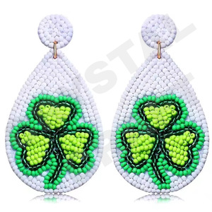 Vintage Mardi Gras coeurs perlés boucles d'oreilles pour femmes patriotique Orange blanc bleu couleur pour mariage ou Memorial Day - Product Image 6