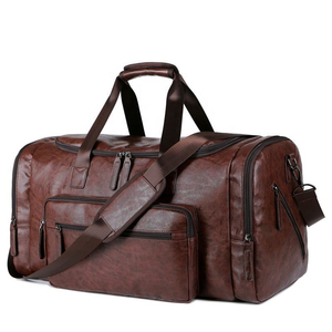 Bolsa de Viaje de Cuero Genuino para Hombre, de Lujo, Grande, para Exteriores, con Cierre de Cremallera de Poliéster, Diseño Personalizado, Moderna, para Negocios - Product Image 4