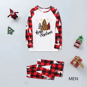 Famille noël correspondant pyjamas joyeux noël rouge à carreaux à manches longues hiver vêtements de nuit parent-enfant Pjs ensembles - Product Image 3