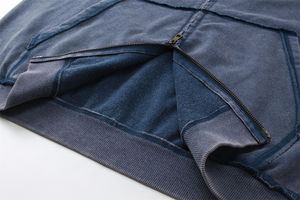 Logo personnalisé Poids lourd Vintage Sweat à capuche zippé Hommes Acid Wash Distressed Hoodie Puff Print Hoodies - Product Image 5