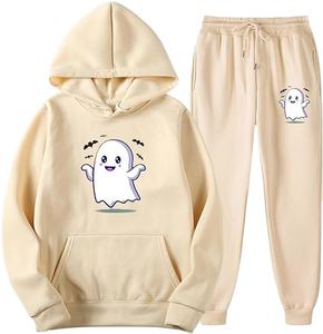 Conjunto Deportivo Personalizado Unisex de 2 Piezas, Otoño Invierno, Color Sólido, Pantalones Deportivos con Bolsillos, Sudadera con Capucha de Manga Larga, 100% Algodón - Product Image 1