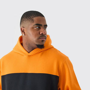 Proveedor directo Sudadera personalizada para hombre Jersey de manga larga Sudadera con capucha Costura Bloque de color Letras impresas Tela polar con capucha - Product Image 3