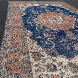 พรมวินเทจ, พรมปูพื้นขนาด 0.7x11.7 ฟุต, พรมขนสัตว์สีน้ำเงินน้ำตาล - Product Image 5