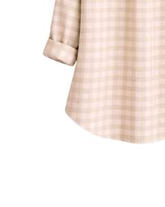 เสื้อเชิ้ตชายสีเบจลายตารางหมากรุก แขนยาว ติดกระดุม สไตล์ลำลอง ผ้าฝ้าย มีกระเป๋าเสื้อ สำหรับใส่ในชีวิตประจำวัน - Product Image 6