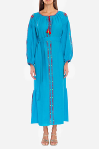 Fabricación de ropa India verano tendencia Sexy Victoria elegante ucraniano bordado mangas completas para mujeres usan vestido Ucraniano - Product Image 3