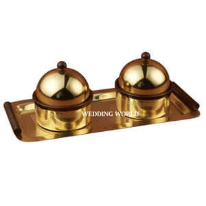 Bol à chocolat en acier plaqué or avec plateau Bol à chocolat de belle qualité fait à la main Bol à chocolat design classique et élégant - Product Image 1