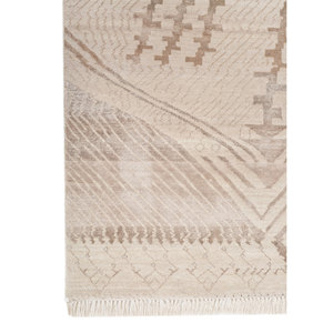 Tapis Manchaha en laine et soie de bambou noué à la main, ivoire, 10 mm d'épaisseur, motif géométrique abstrait, pour la maison, le couloir, modèle rectangulaire - Les-2694 - Product Image 4