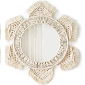 Fabriqué à la main Boho macramé miroir tenture murale artistique tissé tapisserie Accent décoratif pour la maison intérieur salon chambre - Product Image 2