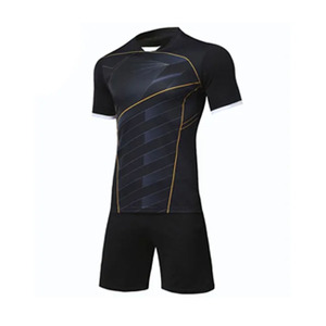 Maillot de football Elite Blackout avec impression graphique Gold Line frappante Kit de qualité Pro pour l'entraînement d'équipe et les matchs uniformes de football - Product Image 3