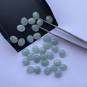 8mm 10mm aguamarina azul Natural liso ovalado parte posterior plana calibrado cabujón piedra preciosa suelta DIY para fabricación de joyas anillos fábrica - Product Image 1