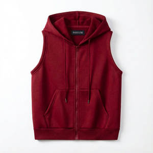 Vêtements de sport pour femmes avec logo personnalisé, sweat-shirts sans manches, fermeture éclair intégrale, mélange de coton lourd, musculation, coupe régulière, veste à capuche - Product Image 4