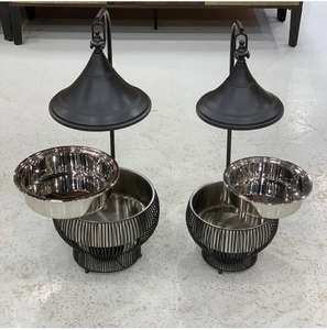 Nouveauté Réchauffeur d'aliments rond noir style arabe Casserole marmite chauffe-plats en acier inoxydable métal pour Buffet Ramadan - Product Image 2