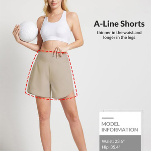 กางเกงออกซ์ฟอร์ดเอวสูงของผู้หญิงกางเกงขาสั้นระบายอากาศแห้งเร็วเป็นมิตรกับสิ่งแวดล้อมใช้ในยิมยิมพิมพ์โลโก้ได้ตามต้องการน้ำหนักเบา - Product Image 6