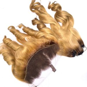 ผมแท้คุณภาพสูงแบบออมเบรสีเด้งดึ๋ง พร้อมผมปิดหน้าผากและผมเป็นมัดสำหรับทำวิก - Product Image 5