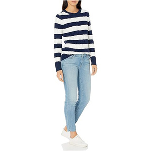 Pull en tricot patchwork bicolore, haut tendance pour femmes, pull pour femmes - Product Image 1