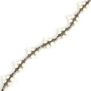 Pulsera de Plata de Ley 925 con Perlas Redondas de Grado AAA y Piedras de Marcasita Blanca con Engaste de Garra para Boda - Product Image 2