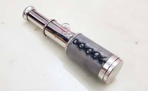 Télescope de poche en argent nickelé imitation antique, décoration nautique, voyage, camping, baptême, fait main, 31 cm - Product Image 3
