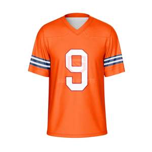 Custom American Football Jersey <b>Orange</b> Mesh Breathable Tackle Twill Number Pro Team Uniform Youth Adult Full Sublimation - Product Image 1