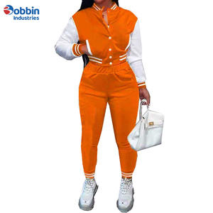 Survêtement universitaire pour femmes couleur bloc deux pièces ensemble à la mode solide Baseball uniforme hiver veste ensemble printemps automne tenue - Product Image 1