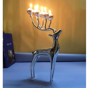 Modern Gold Color Deer shape Standing <b>Candle</b> <b>Holders</b> Metallic <b>Stick</b> <b>Candle</b> Stand for Table Home Decoration from India - Product Image 2