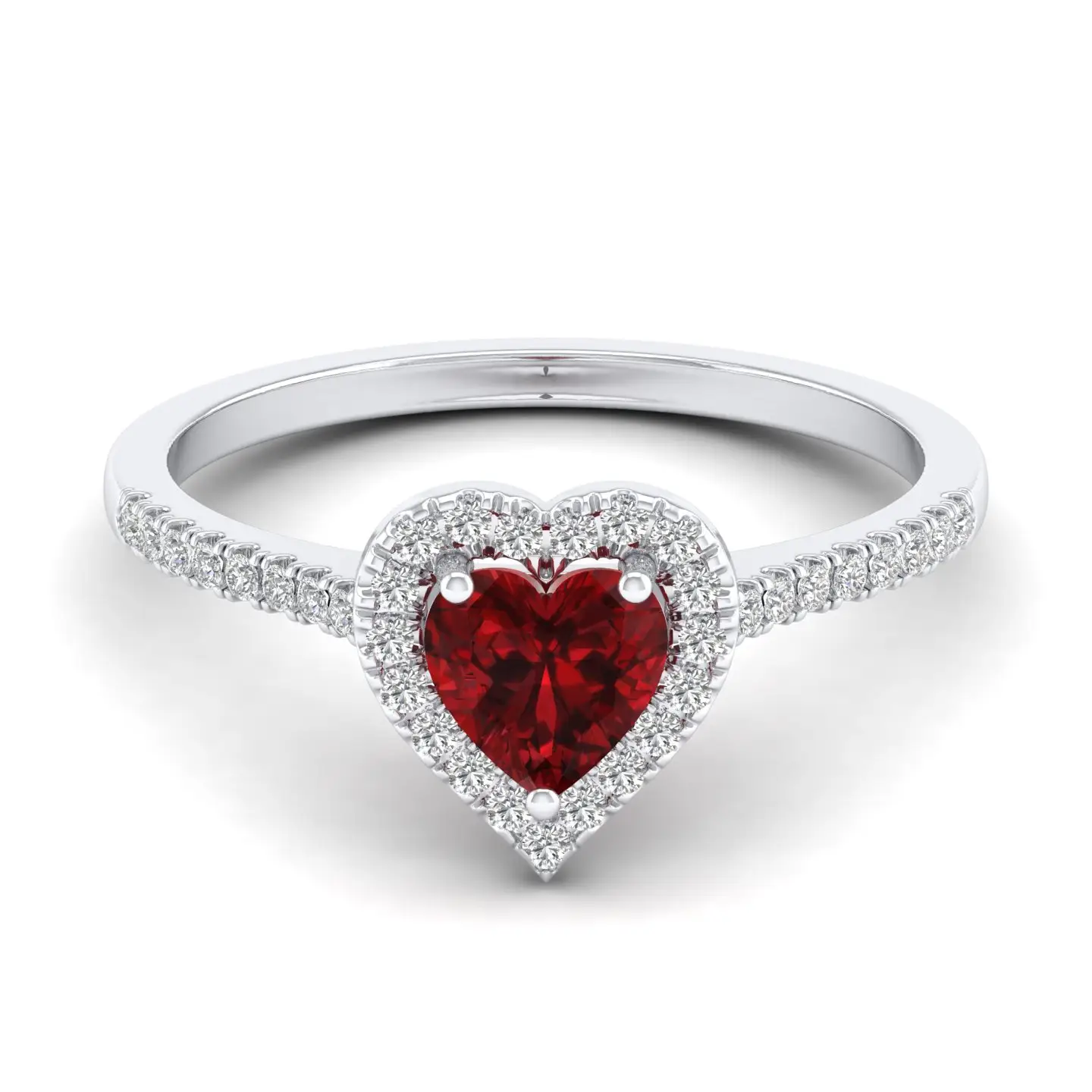 Antique Garnet Solid 18k White Gold Ring for Women Natural Diamond Red Garnet Multi Stone Setting Ring Large Gemstones Ring