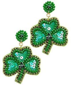 Nuevo diseño bordado hoja pendiente semillas cuentas limón hoja pendientes uso para mujeres y niñas de la India - Product Image 5