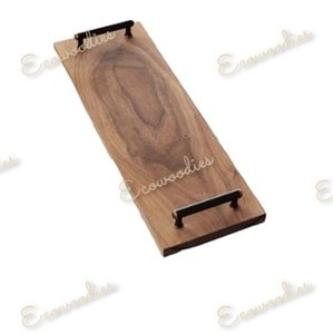 Plateau de service rectangulaire en acacia Long manche en bois de bambou pour steak de fruits Pizza Hôtel Assiette Vaisselle pour le salon - Product Image 5