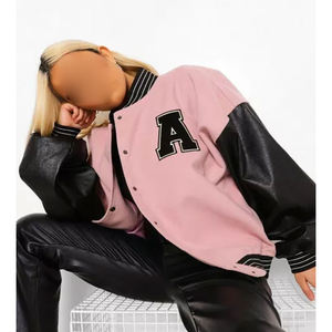 Chaqueta transpirable de béisbol con logotipo personalizado al por mayor, chaqueta de talla grande de Color personalizado, chaqueta universitaria para mujer de alta calidad, novedad de 2025 - Product Image 3