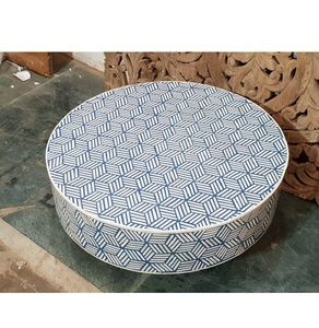 Bone Inlay Coffee <b>Table</b> with Brass Base Bone Inlay Furniture Handicraft From India - Product Image 4
