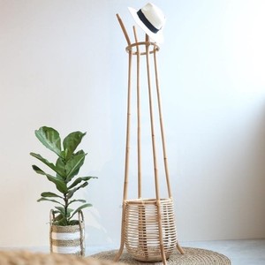 Rattan Coat Hanger <b>Stand</b> Wholesale With <b>Umbrella</b> Basket Eco Friendly Natural Handmade Rattan Clothes Hangers Rack - Product Image 5