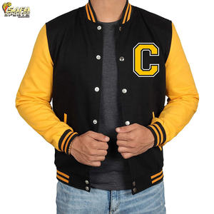Custom Design Long Sleeve Baseball Varsity <b>Jacket</b> Thin Plain Dyed Horn Button Closure Hooded Stand New Condition Factory Price - Product Image 6