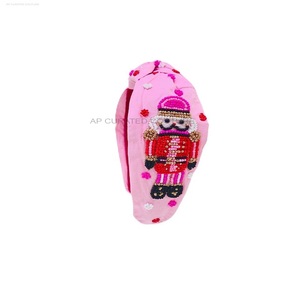 Tissu de Noël perlé et perles de verre indien brodé à la main jolis ornements de cheveux bandeaux de style noué au prix de gros - Product Image 5