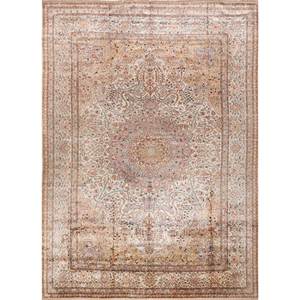 Alfombras de Seda Anudadas a Mano Gulmarg Pae-6216, Medallón Rosa Púrpura para el Hogar, Rectángulo de 9x12 para Pasillo, Decoración de Sala de Estar - Product Image 1