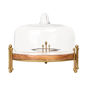 โดมเสิร์ฟอาหารทำจากไม้พร้อมฝาโลหะรูปทรงและขนาดที่กำหนดเองสำหรับเครื่องใช้บนโต๊ะอาหารในงานแต่งงานที่หรูหราและของหวานที่ทันสมัย - Product Image 4