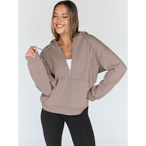 Sweat à capuche surdimensionné femmes automne couleur unie rue mode pull Style pull femmes sweats à capuche - Product Image 6