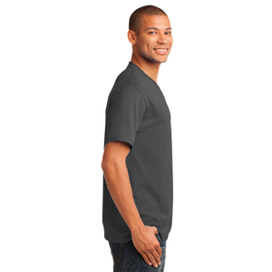 เสื้อยืดคอวีแขนสั้นสีเทาถ่านสำหรับผู้ชายเสื้อยืดคอวีพิมพ์ลายดิจิตอลออกแบบโลโก้ได้ตามต้องการ - Product Image 2