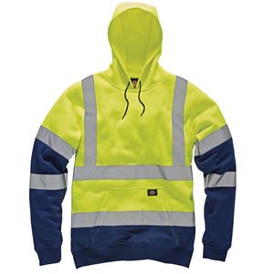 Custom <b>Hi</b>-<b>Vis</b> Reflective Safety Workwear Fleece Zip-Up Hooded Sweatshirt for Construction Outdoor Work High Visibility Hoodie - Product Image 4