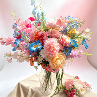 Fleurs artificielles en soie faites à la main, série bleue multicolore vibrante, aspect frais, DIY pour bouquet de mariée, décoration florale de table de mariage
