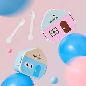 Boîte à bento japonaise Pastel House, adorable boîte à lunch avec cuillère et fourchette, sans BPA, compartiments chauffables, pour le travail, en plastique pour la conservation - Product Image 6